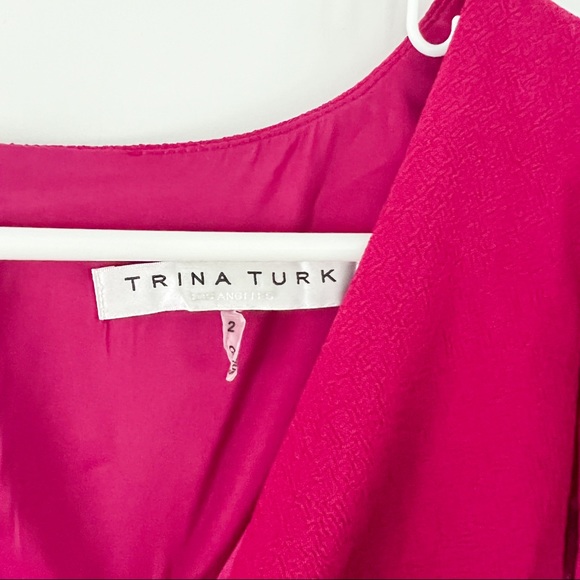 Trina Turk Maroon Flutter Sleeve Dress - Picture 8 of 8